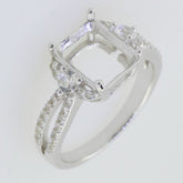 14K White Gold Semi Mount Ring Setting Emerald OCT 10X8mm W/ Moissanite Syzjewelry